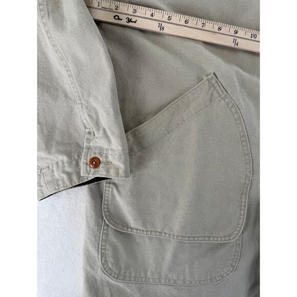 Vintage LL Bean Mens Barn Coat Chore Jacket Beige Tan Canvas Cotton Large 70-80s - Picture 5 of 7